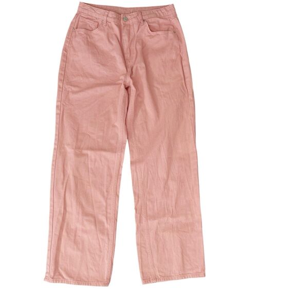 Shein Womens Pants Large Straight Feminine Flirty Pastel Soft Girl High Waist - Picture 1 of 15